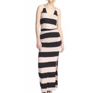 Splendid Orange & Grey Polyester Blend Striped Maxi Tank Dress Size M